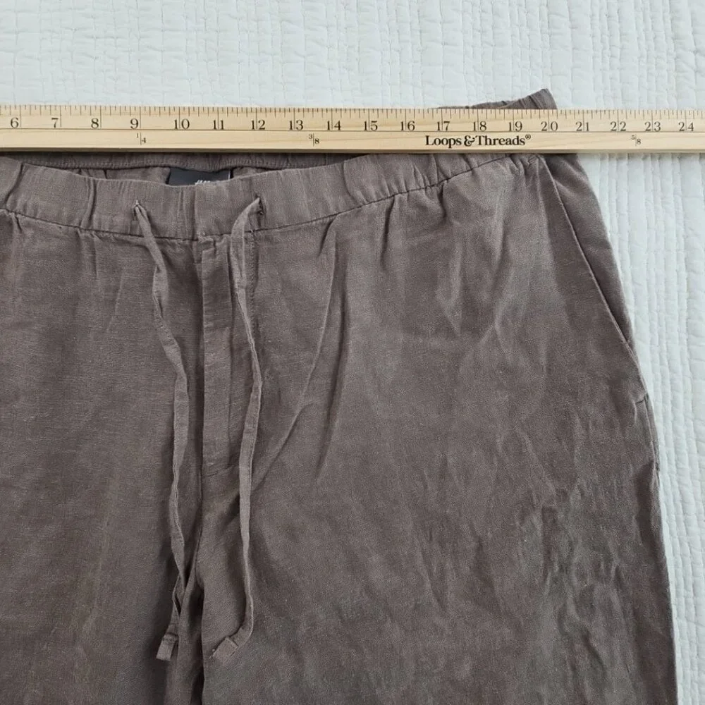 H&M Men's‎ Linen Blend Jogger Men's XXL Brown Drawstring Elastic EUC Lightweight